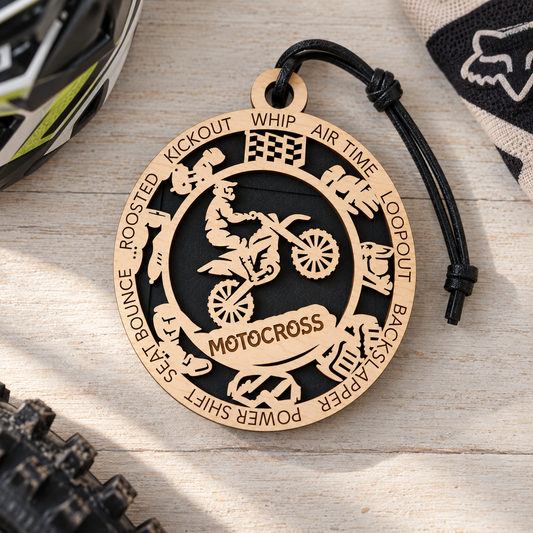 Motocross Gift Card Holder | Personalized Wood Medallion | Handcrafted