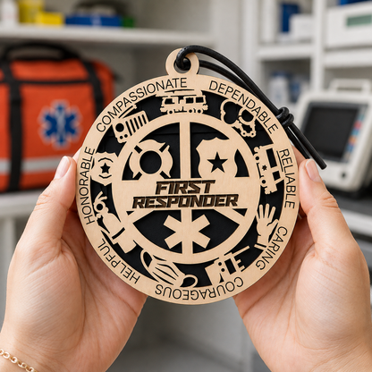 Personalized First Responder Gift Card Holder | Thank You Gift | Handmade Wood