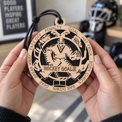 Ice Hockey Gift Card Holder | Personalized Wood Medallion | Handcrafted