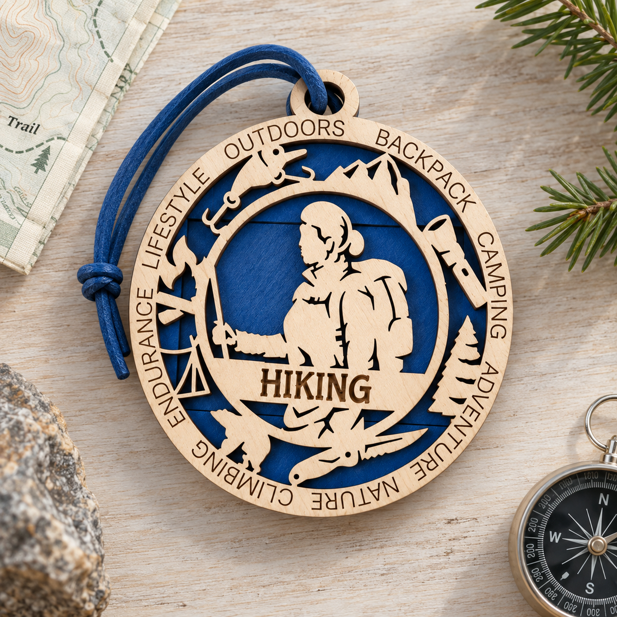 Hiking Gift Card Holder | Personalized Wood Medallion | Handcrafted