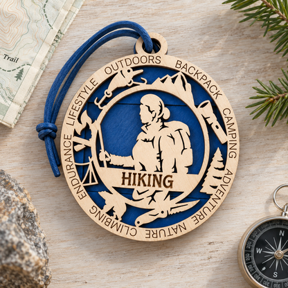 Hiking Gift Card Holder | Personalized Wood Medallion | Handcrafted