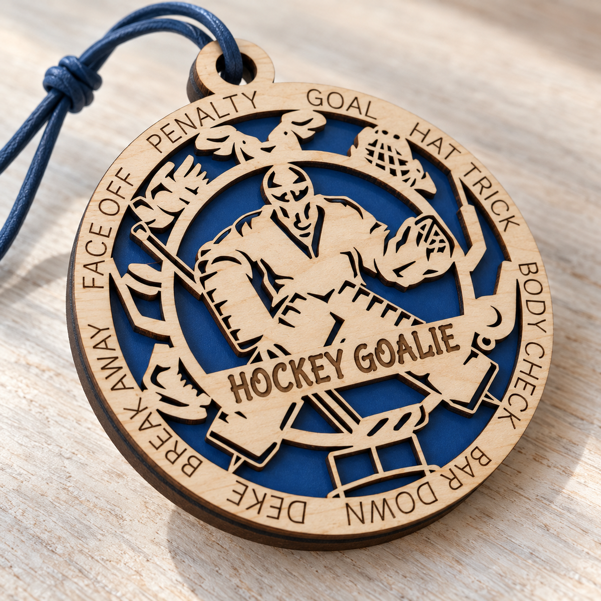Ice Hockey Gift Card Holder | Personalized Wood Medallion | Handcrafted