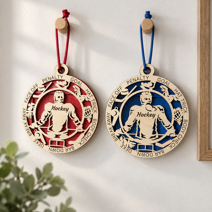 Ice Hockey Gift Card Holder | Personalized Wood Medallion | Handcrafted