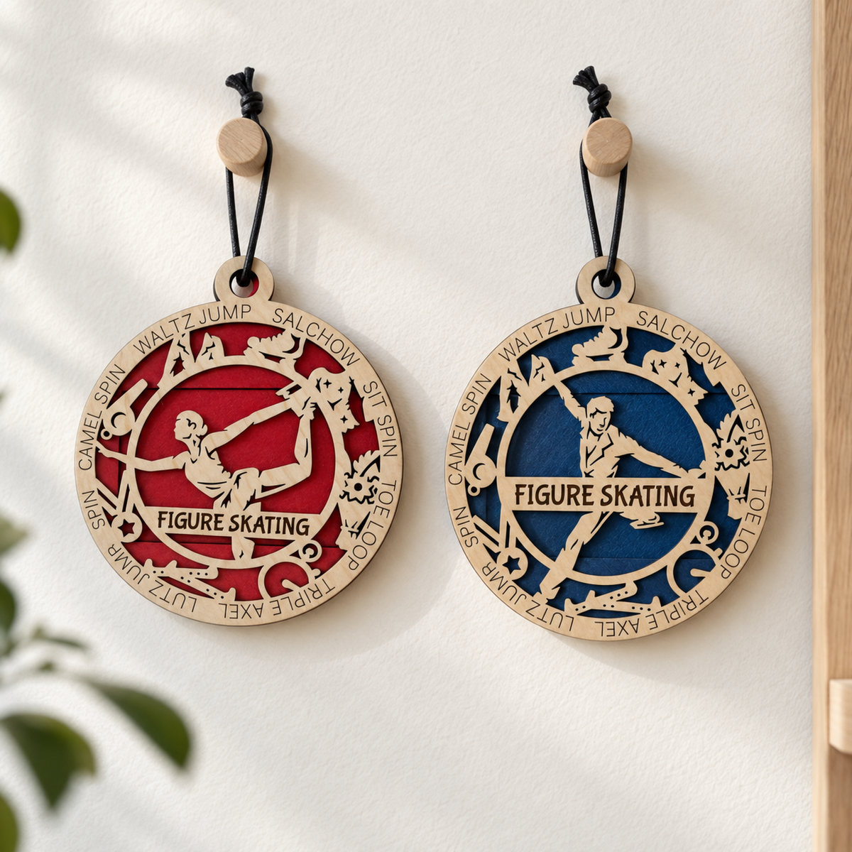 Figure Skating Gift Card Holder | Personalized Wood Medallion | Handcrafted