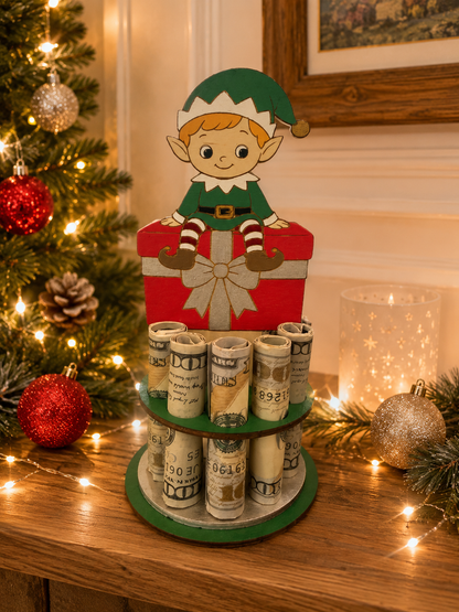 Christmas Elf Money Tree | Christmas Cash Gift for Kids | Handmade Wood
