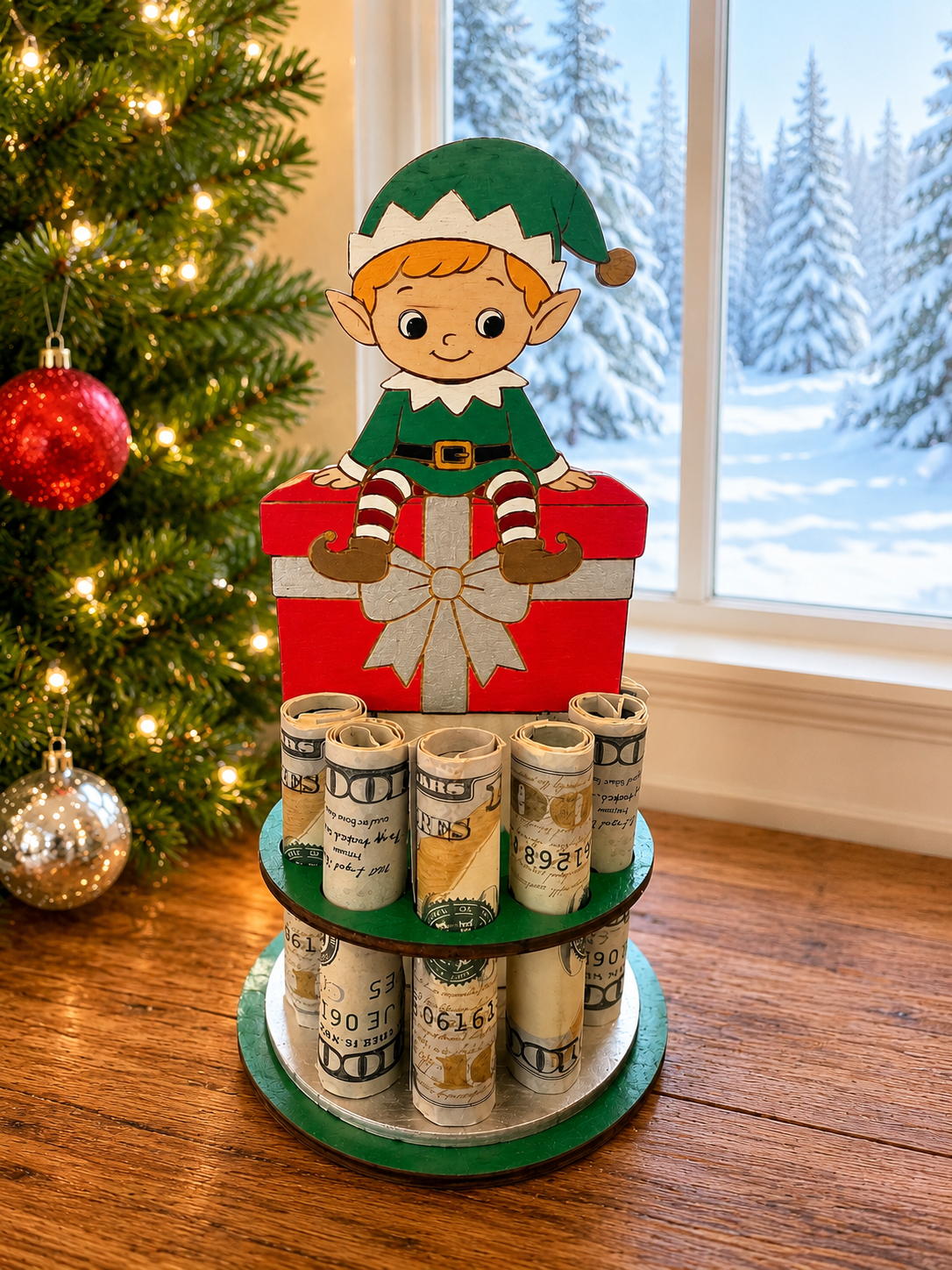 Christmas Elf Money Tree | Christmas Cash Gift for Kids | Handmade Wood
