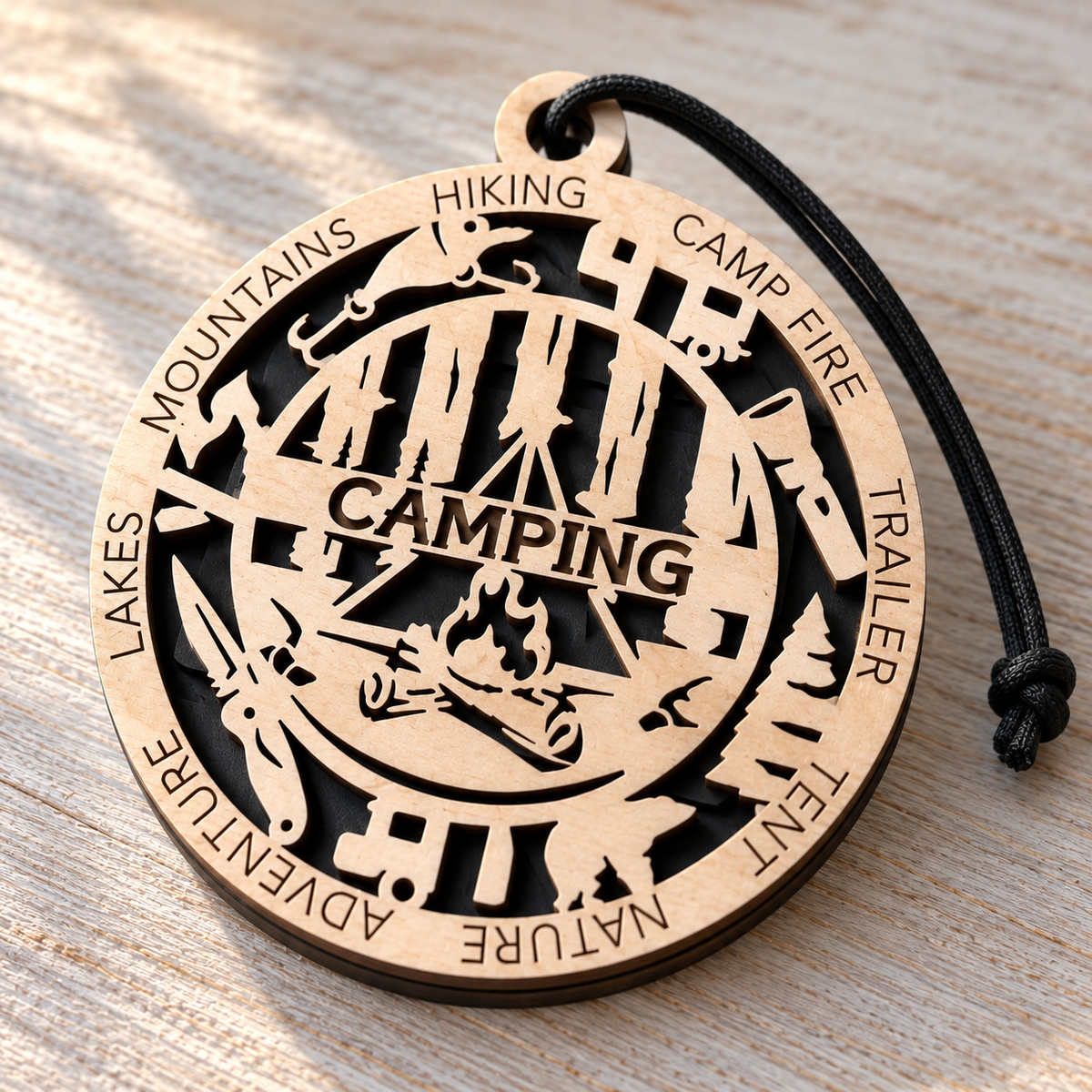 Camping Gift Card Holder | Personalized Wood Medallion | Handcrafted