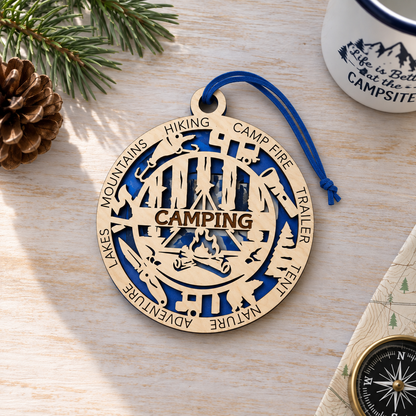 Camping Gift Card Holder | Personalized Wood Medallion | Handcrafted