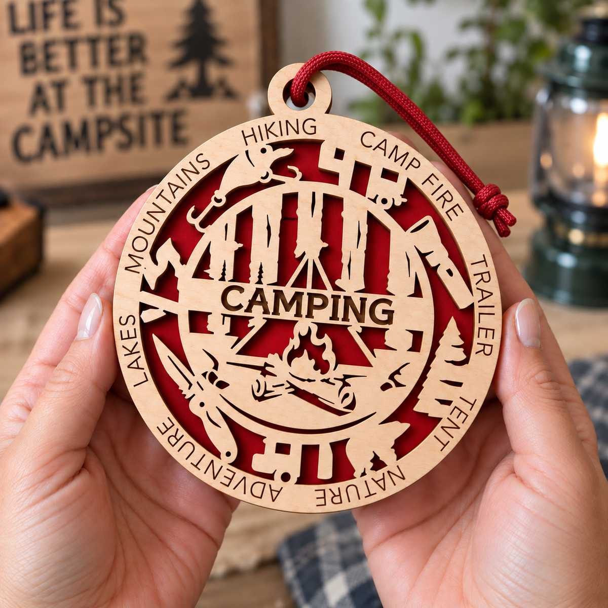 Camping Gift Card Holder | Personalized Wood Medallion | Handcrafted