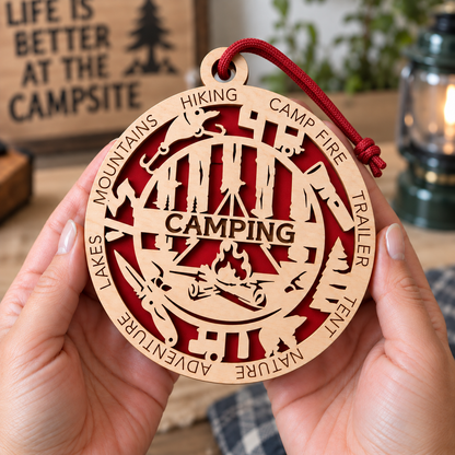Camping Gift Card Holder | Personalized Wood Medallion | Handcrafted