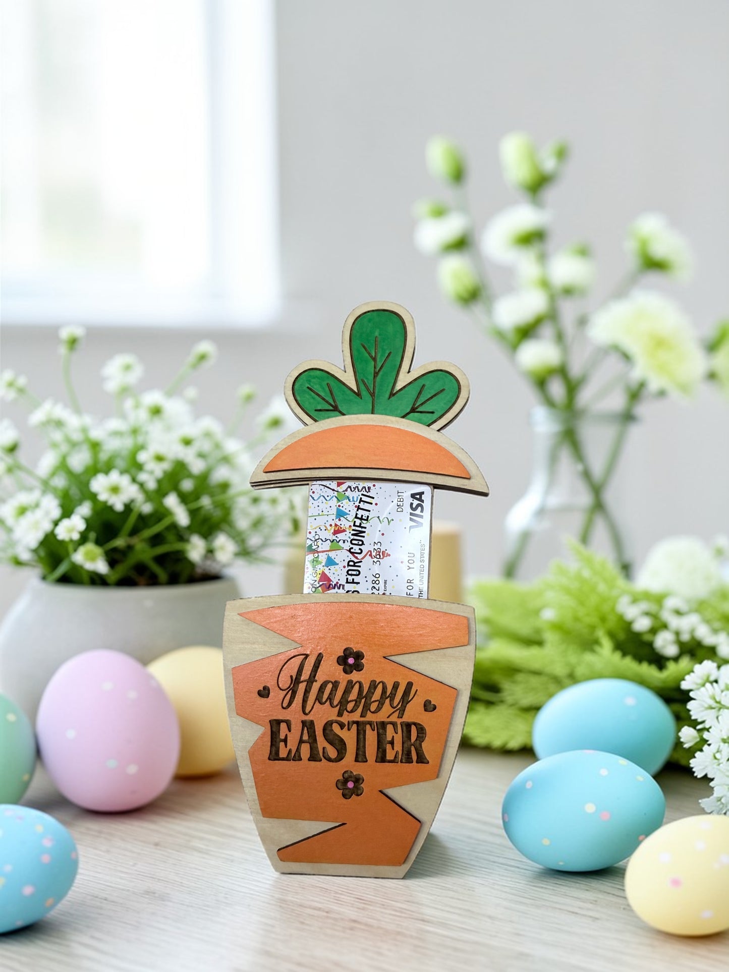 Carrot Gift Card Holder – Wooden Pull-Out Easter Gift Card Holder