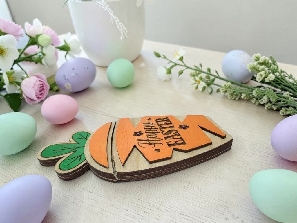 Carrot Gift Card Holder – Wooden Pull-Out Easter Gift Card Holder