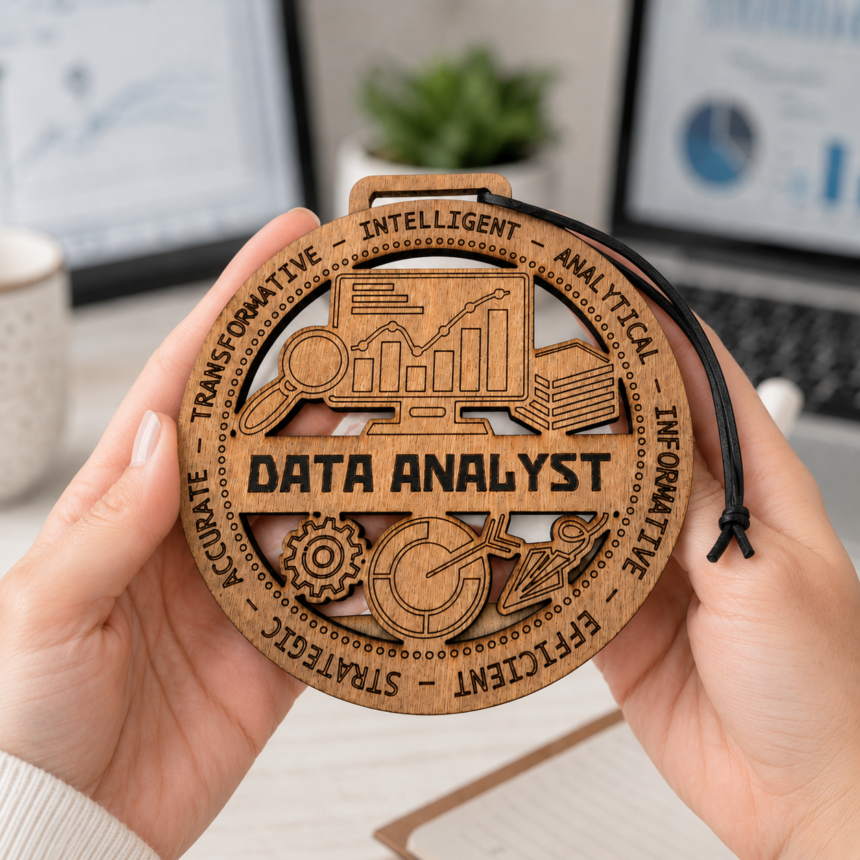 Data Analyst Gift Card Holder | Analytics Gift | Handmade Wood