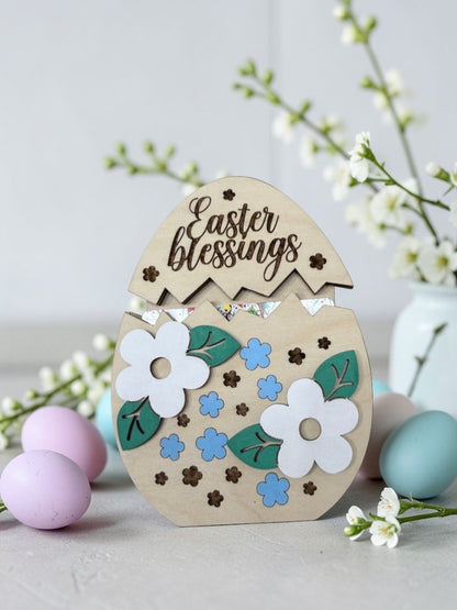 Easter Blessings Gift Card Holder – Wooden Pull-Out Easter Gift Card Holder