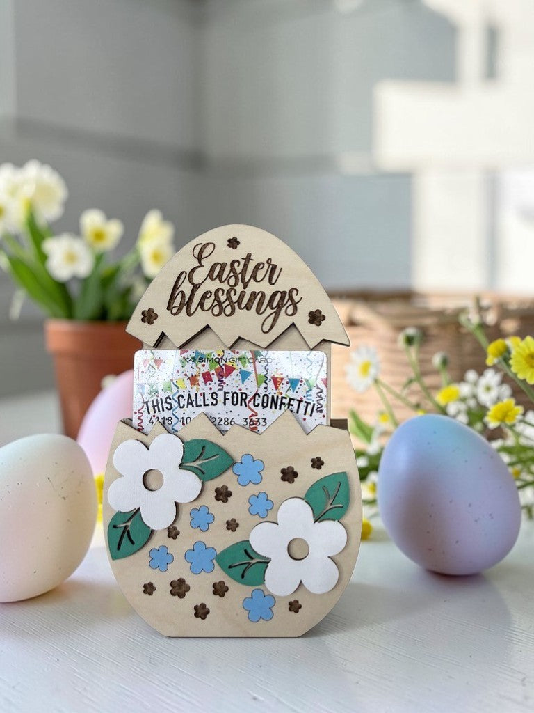 Easter Blessings Gift Card Holder – Wooden Pull-Out Easter Gift Card Holder