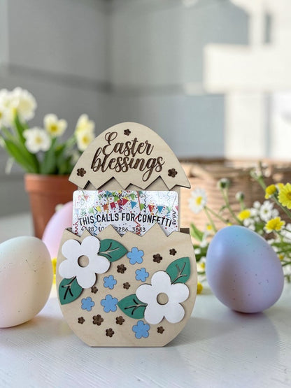 Easter Blessings Gift Card Holder – Wooden Pull-Out Easter Gift Card Holder