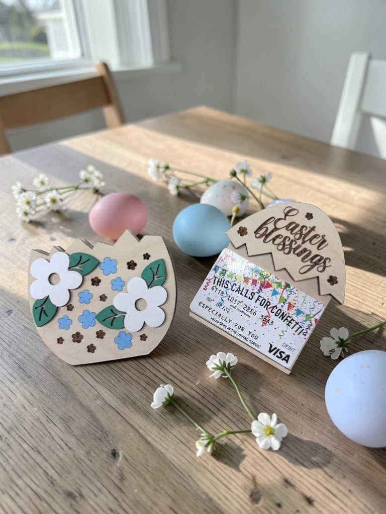 Easter Blessings Gift Card Holder – Wooden Pull-Out Easter Gift Card Holder