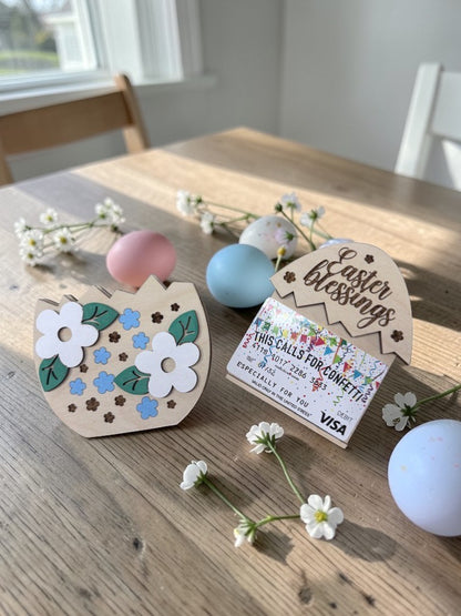 Easter Blessings Gift Card Holder – Wooden Pull-Out Easter Gift Card Holder