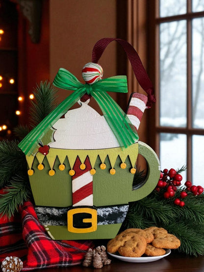Holiday Mug Gift Card Holders – Santa, Elf, & Gingerbread Wooden Ornaments
