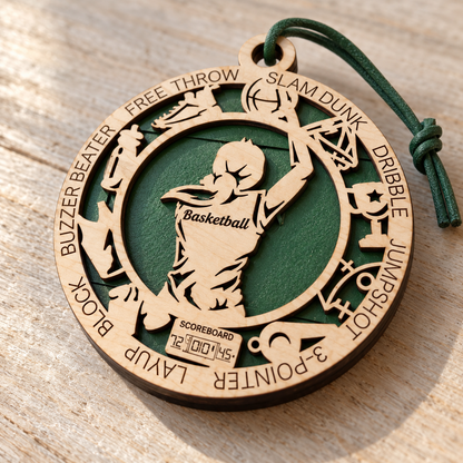 Basketball Gift Card Holder | Personalized Wood Medallion | Handcrafted