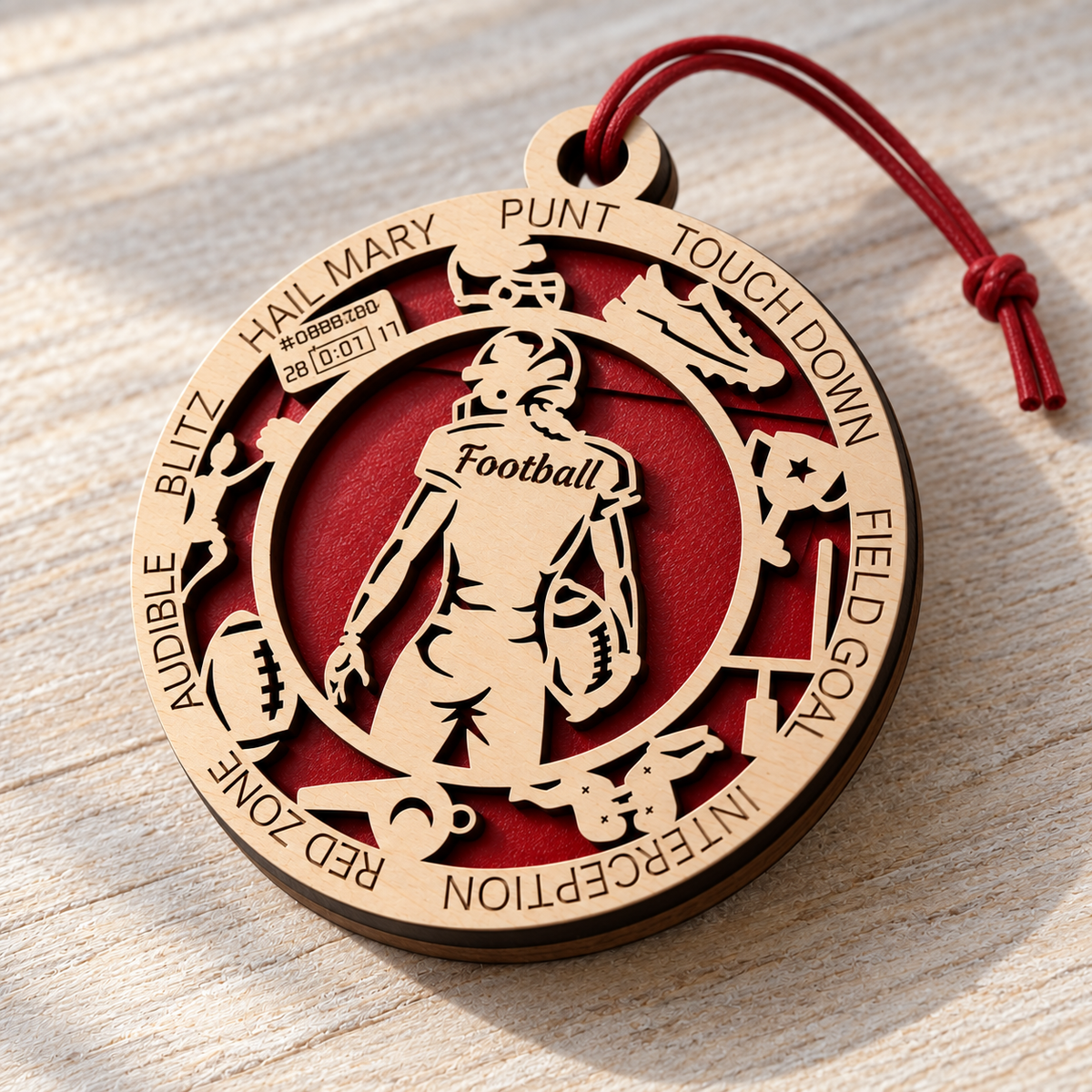 Football Gift Card Holder | Personalized Wood Medallion | Handcrafted