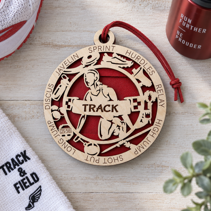 Track & Field Gift Card Holder | Personalized Wood Medallion | Handcrafted