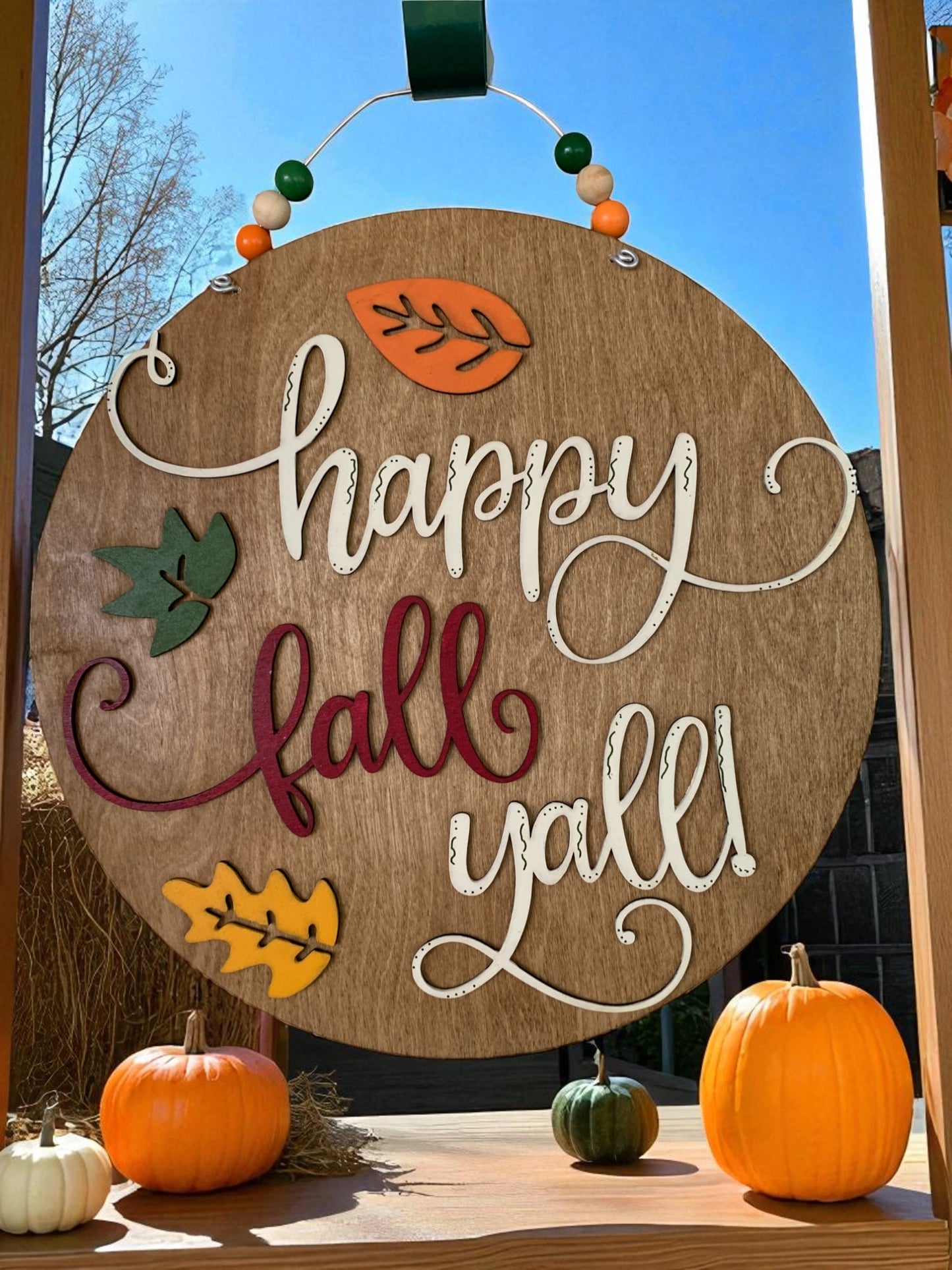 Happy Fall Y’all Wooden Sign – Rustic Autumn Porch & Wall Décor – Handmade Layered Fall Accent