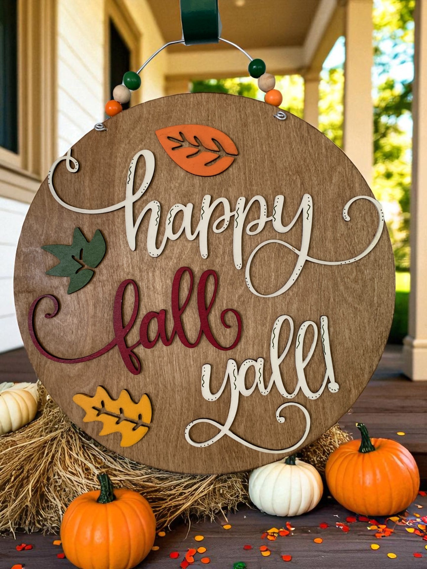 Happy Fall Y’all Wooden Sign – Rustic Autumn Porch & Wall Décor – Handmade Layered Fall Accent