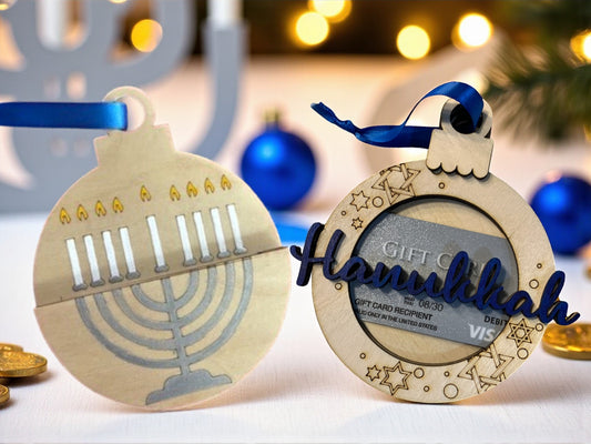 Hanukkah Ornament Gift Card Holder – Handmade Wooden Holiday Gift Idea