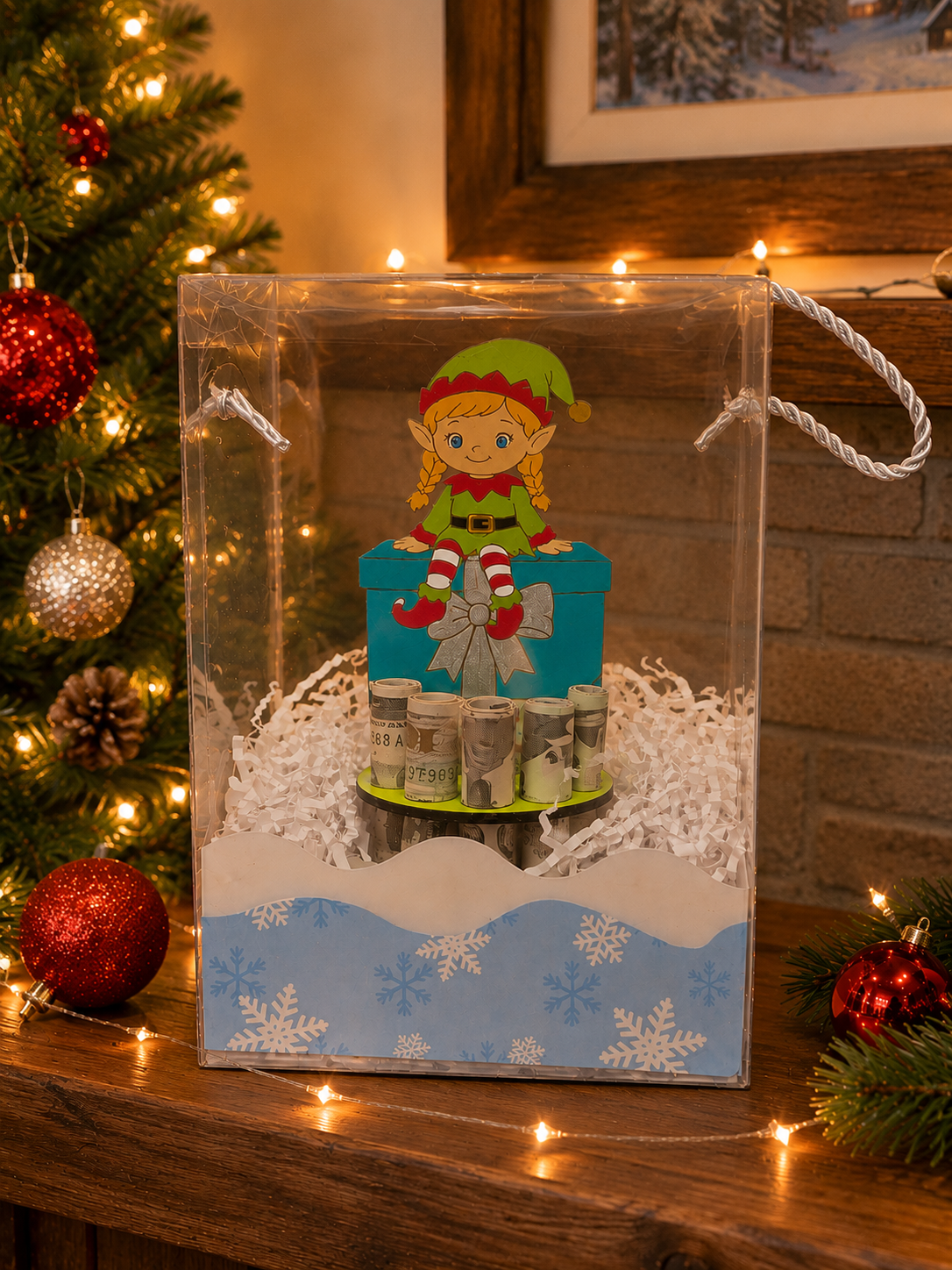 Christmas Elf Money Tree | Christmas Cash Gift for Kids | Handmade Wood