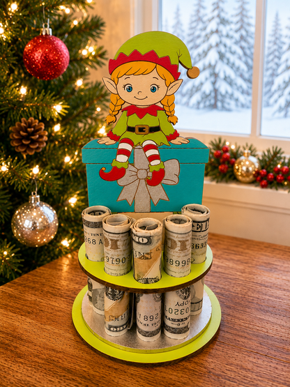 Christmas Elf Money Tree | Christmas Cash Gift for Kids | Handmade Wood