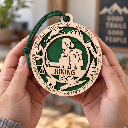 Hiking Gift Card Holder | Personalized Wood Medallion | Handcrafted