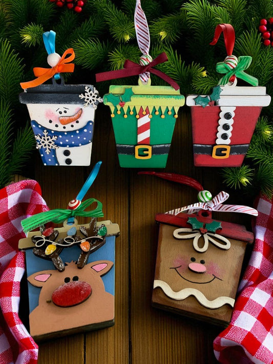 Handmade Christmas Gift Card Holders – Holiday Wooden Ornament Style – Reindeer, Gingerbread, Santa, Snowman, Elf