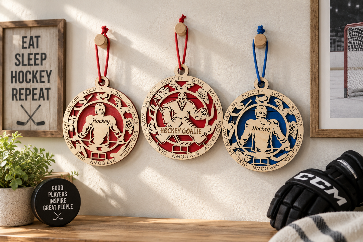 Ice Hockey Gift Card Holder | Personalized Wood Medallion | Handcrafted