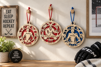 Ice Hockey Gift Card Holder | Personalized Wood Medallion | Handcrafted