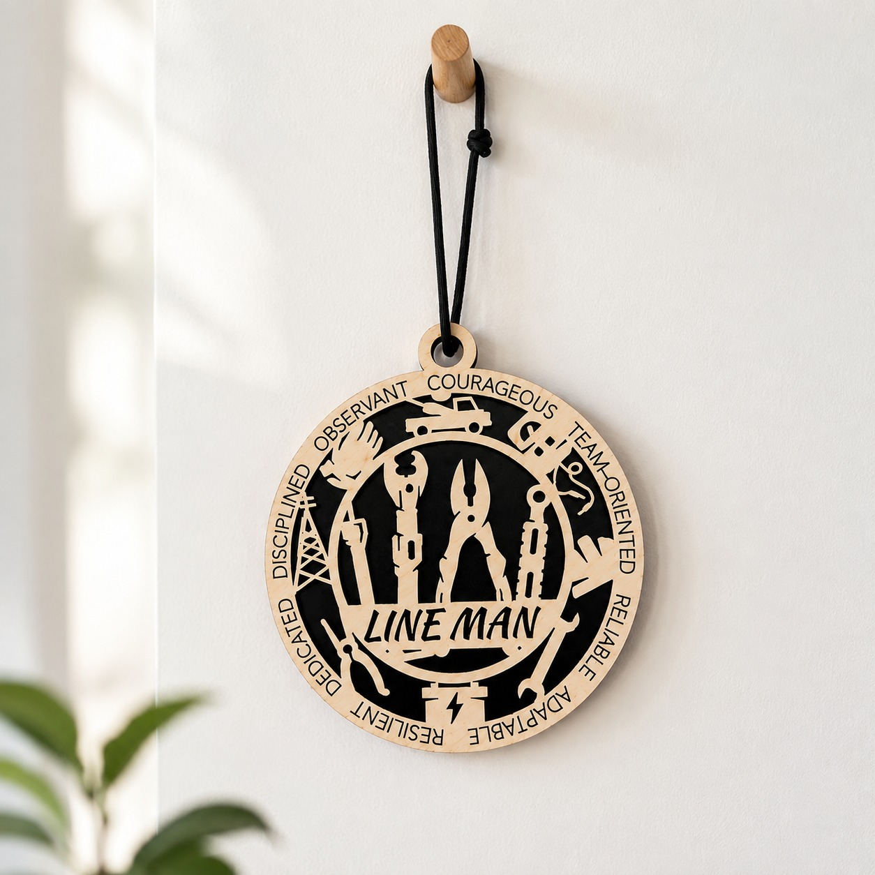 Personalized Lineman Gift Card Holder | Lineworker Gift | Handmade Wood