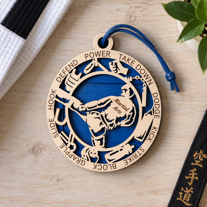Martial Arts Gift Card Holder | Personalized Wood Medallion | Handcrafted