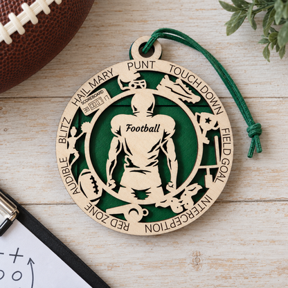 Football Gift Card Holder | Personalized Wood Medallion | Handcrafted