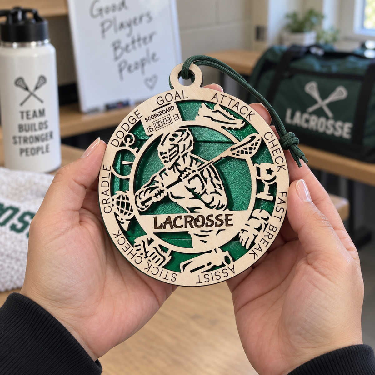 Lacrosse Gift Card Holder | Personalized Wood Medallion | Handcrafted