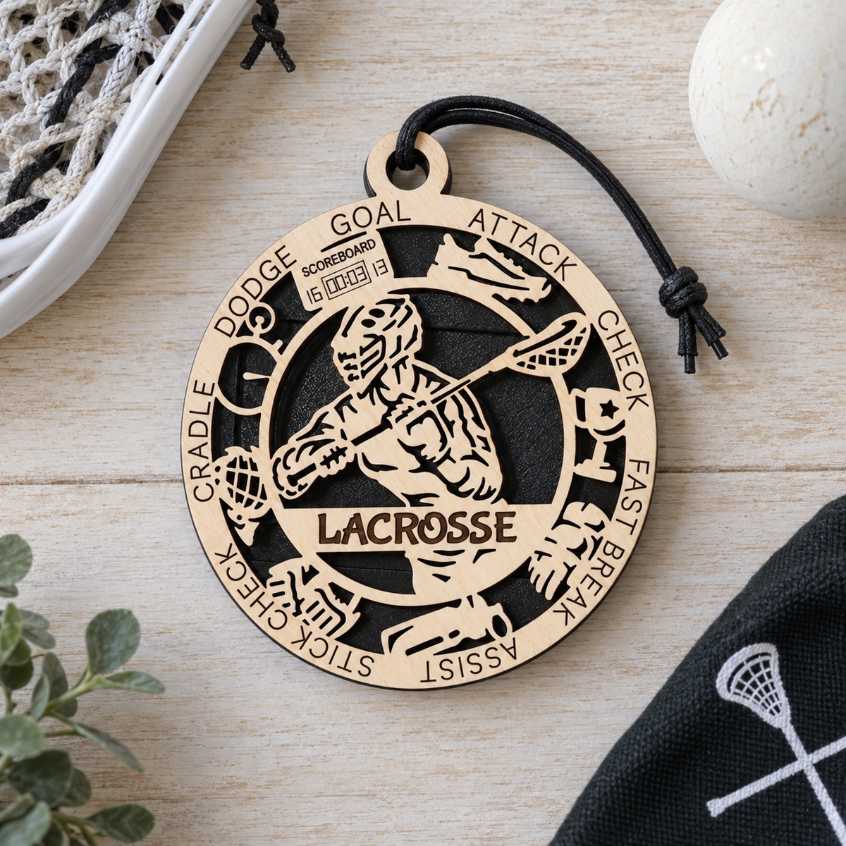 Lacrosse Gift Card Holder | Personalized Wood Medallion | Handcrafted