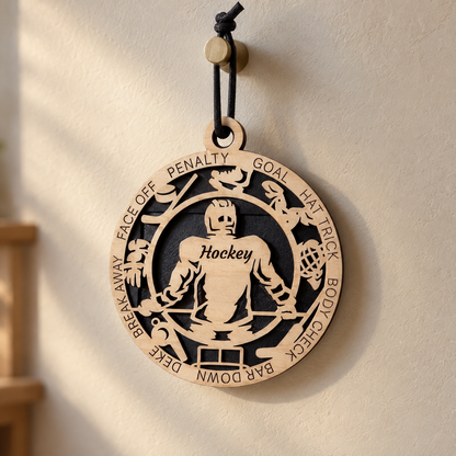 Ice Hockey Gift Card Holder | Personalized Wood Medallion | Handcrafted