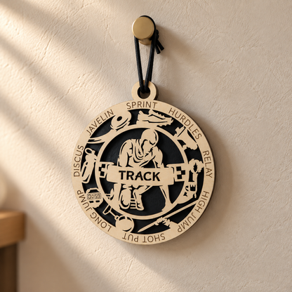 Track & Field Gift Card Holder | Personalized Wood Medallion | Handcrafted