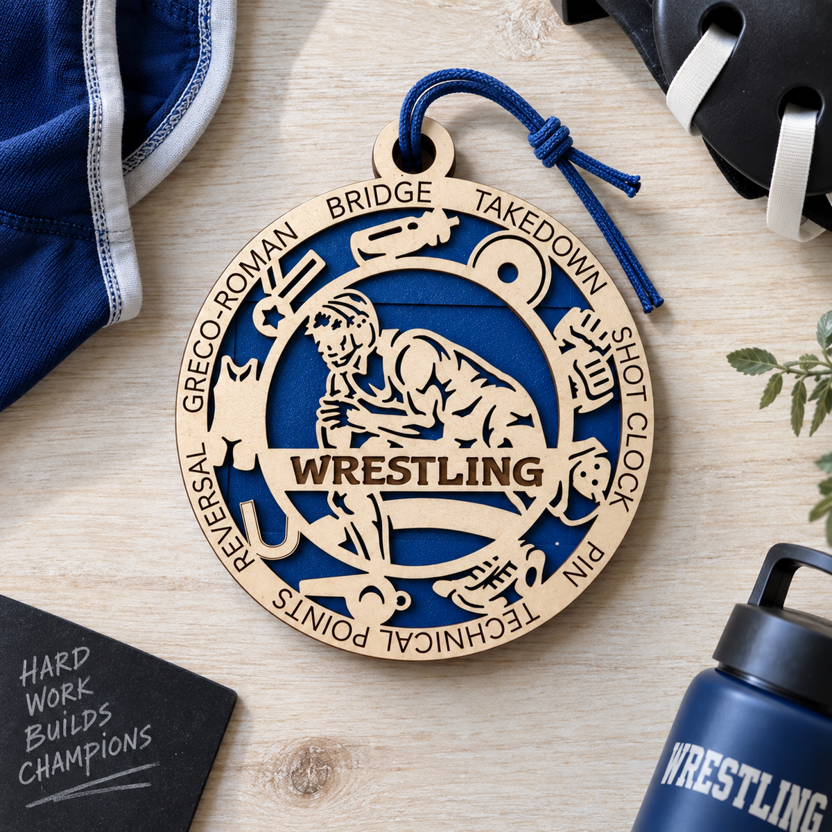 Wrestling Gift Card Holder | Personalized Wood Medallion | Handcrafted