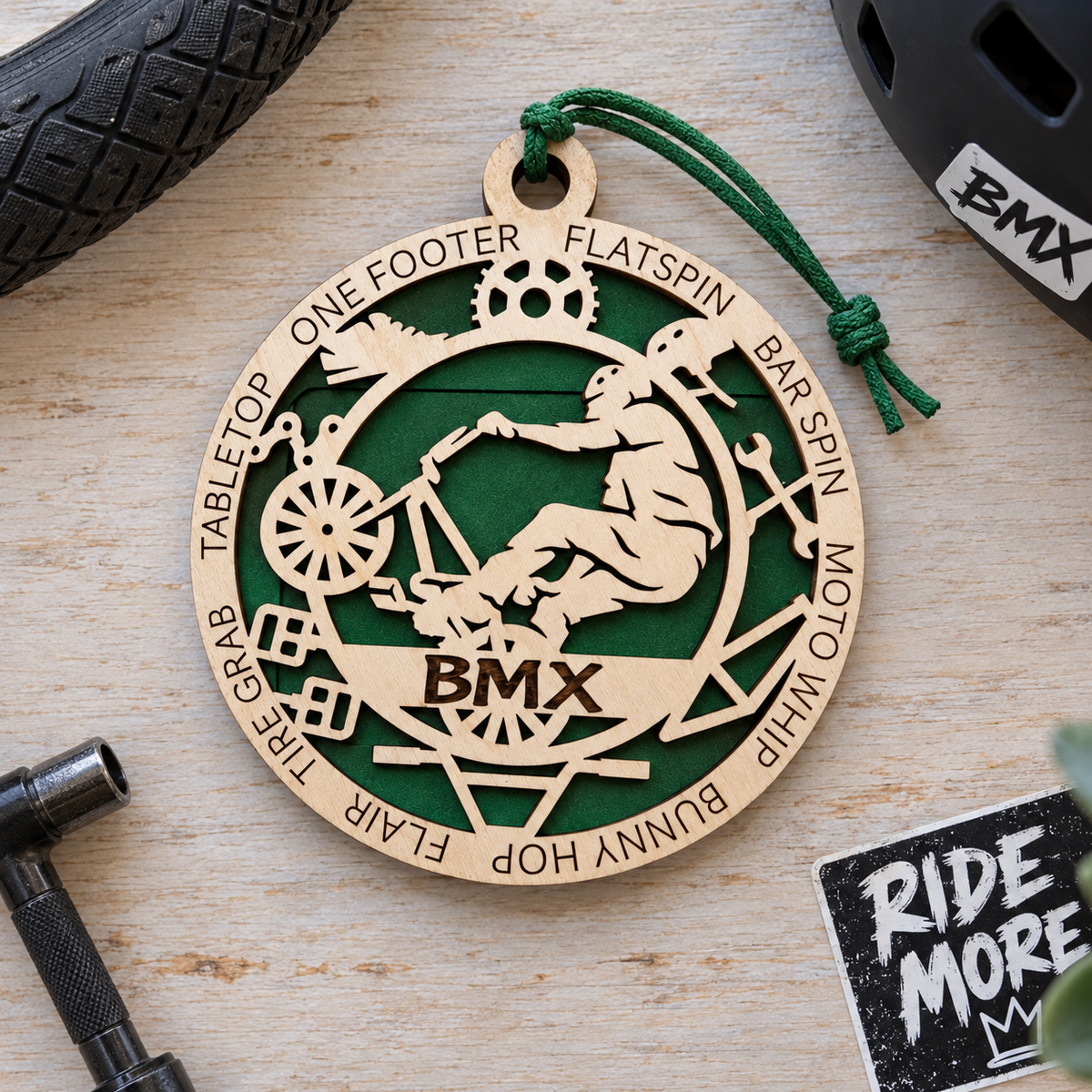 BMX Gift Card Holder | Personalized Wood Medallion | Handcrafted