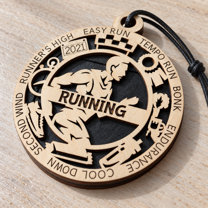 Running Gift Card Holder | Personalized Wood Medallion | Handcrafted