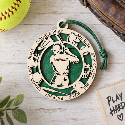 Softball Gift Card Holder | Personalized Wood Medallion | Handcrafted