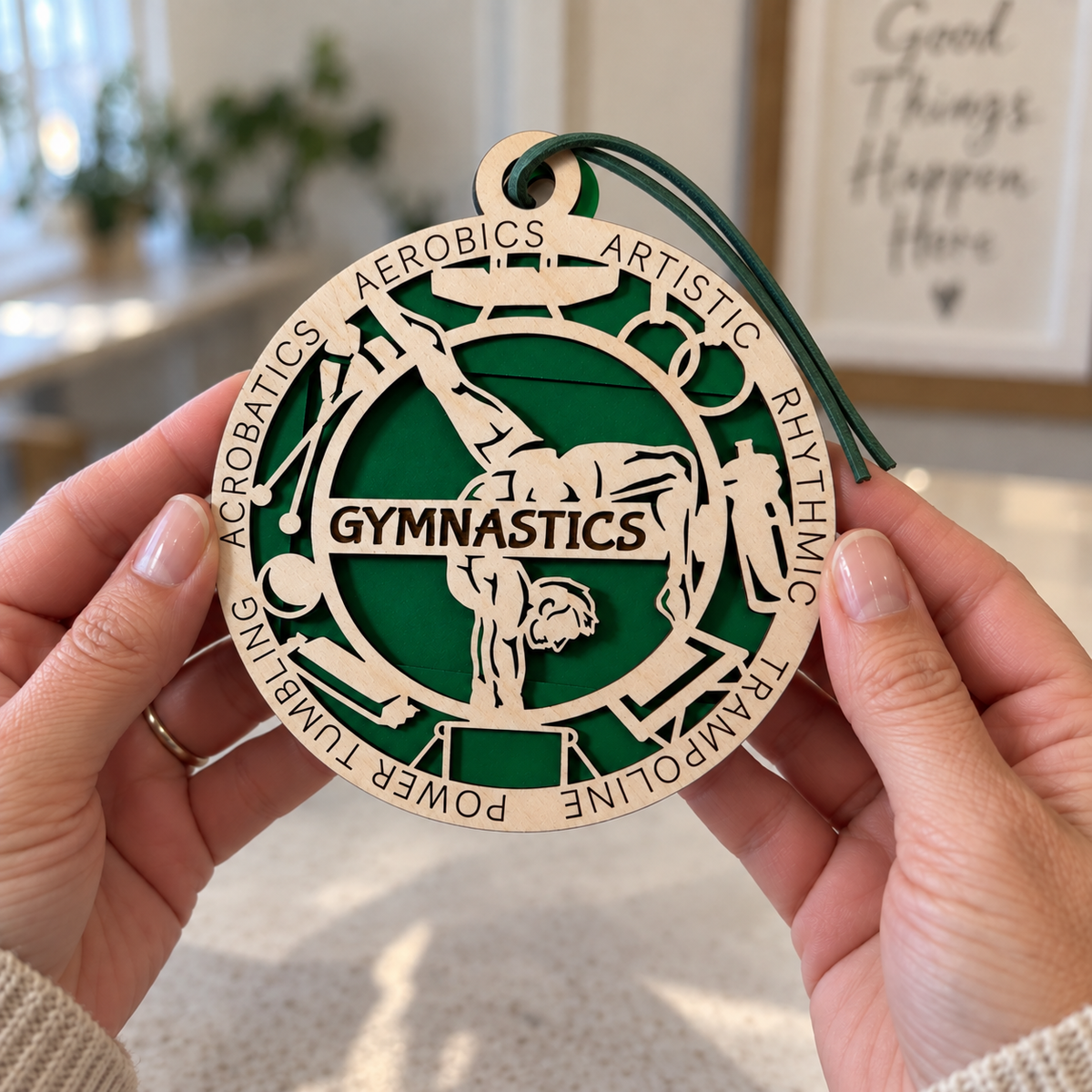 Gymnastics Gift Card Holder | Personalized Wood Medallion | Handcrafted