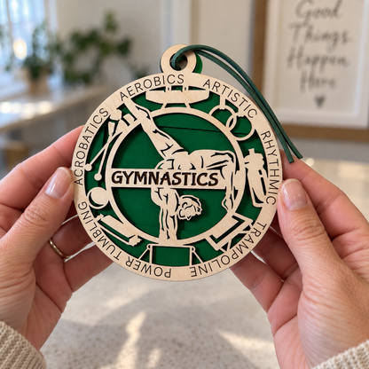 Gymnastics Gift Card Holder | Personalized Wood Medallion | Handcrafted