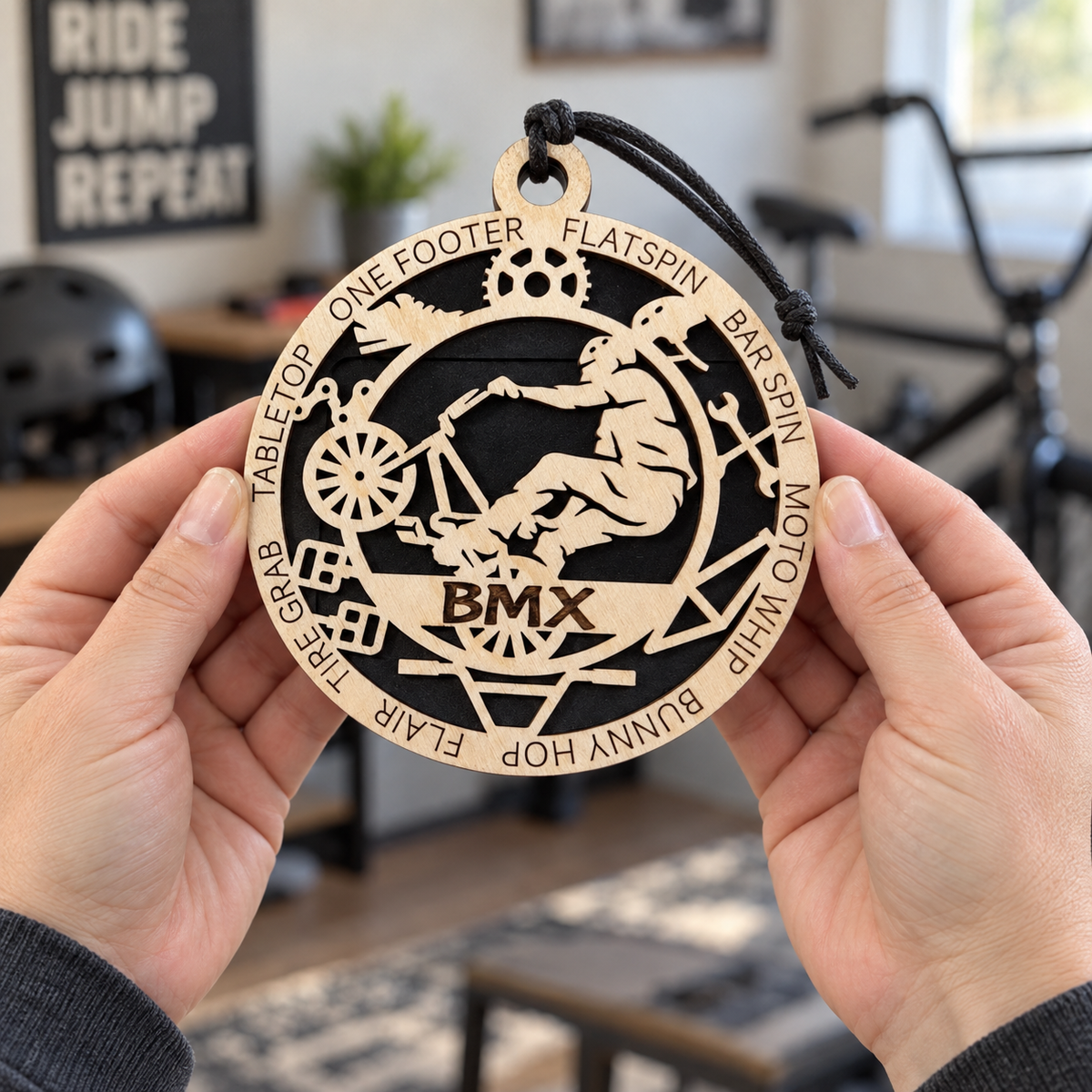 BMX Gift Card Holder | Personalized Wood Medallion | Handcrafted