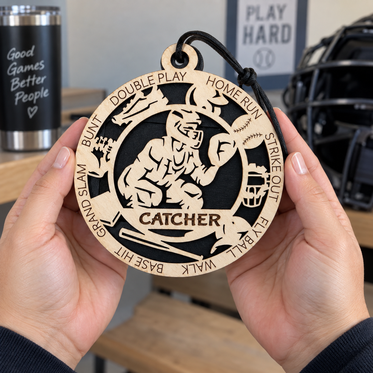 Baseball Gift Card Holder | Personalized Wood Medallion | Handcrafted